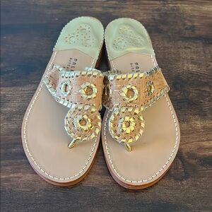 Gold and Tan Women's Sandals